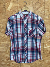 Vintage Ben Sherman red grey tablecloth chunky check short sleeve Mod skinhead retro punk shirt size small